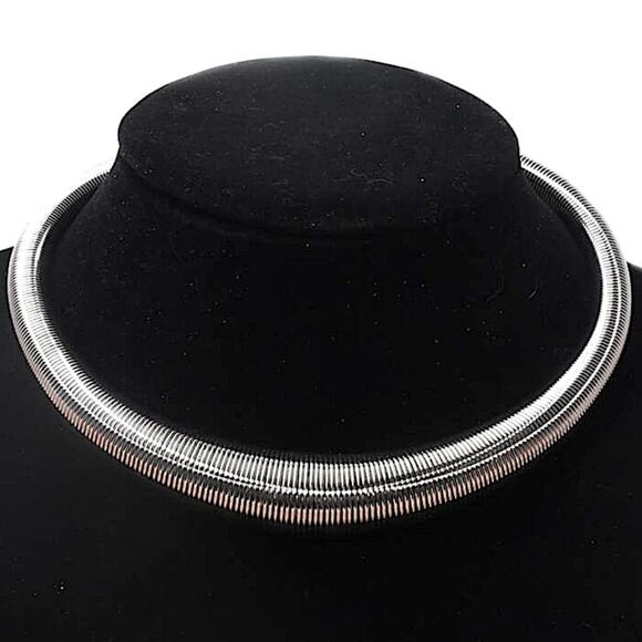 Silver Collar Exaggerated Choker Grunge Punk Spiral - Picture 7 of 7